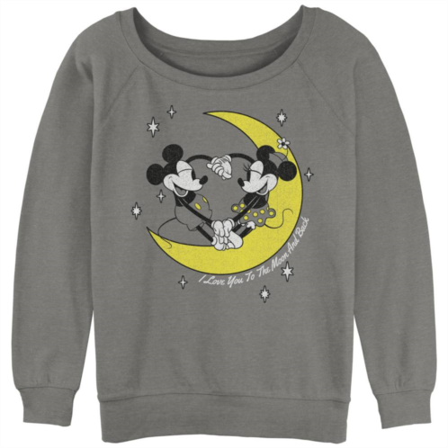 Disneys Mickey Mouse And Minnie Moon Dance Juniors Graphic Slouchy Terry