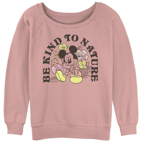 Disneys Mickey Mouse Be Kind To Nature Juniors Graphic Slouchy Terry