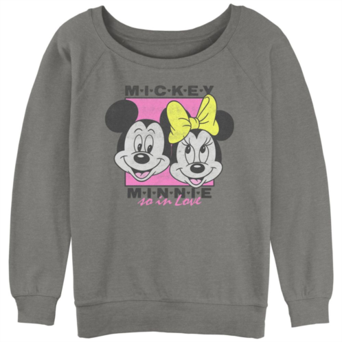 Disneys Mickey Mouse And Minnie In Love Juniors Graphic Slouchy Terry