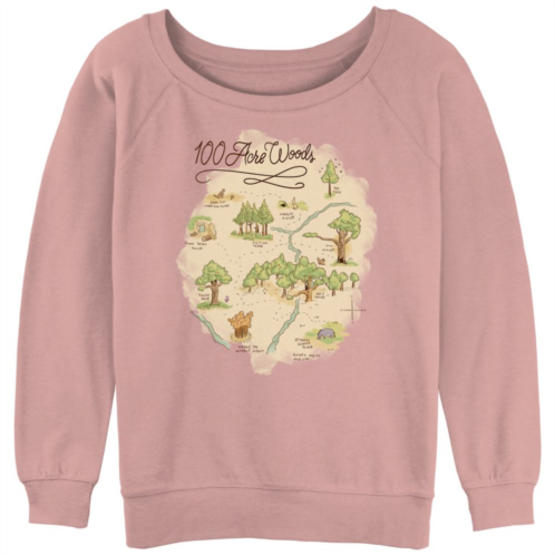 Disneys Winnie The Pooh 100 Acre Woods Map Juniors Graphic Slouchy Terry