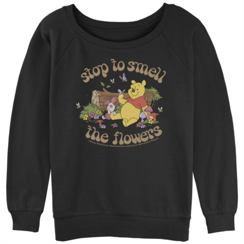 Disneys Winnie The Pooh Stop to Smell The Flowers Juniors Graphic Slouchy Terry