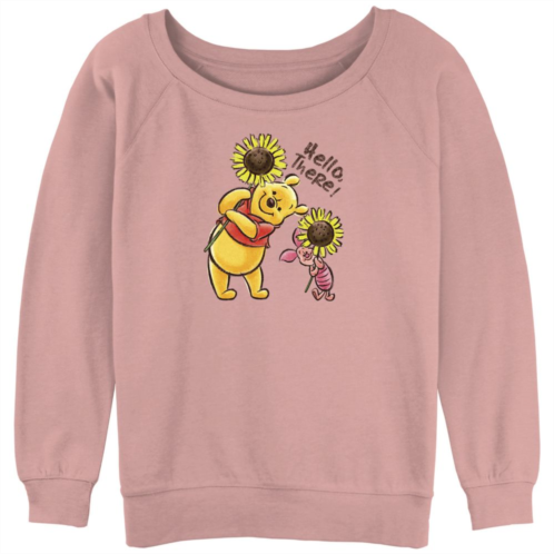 Disneys Winnie The Pooh And Piglet Hello There Sunflower Juniors Graphic Slouchy Terry
