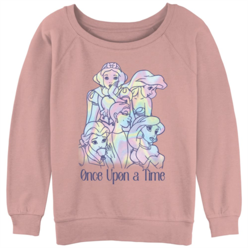 Disneys Disney Princess Tie Dye Print Juniors Graphic Slouchy Terry