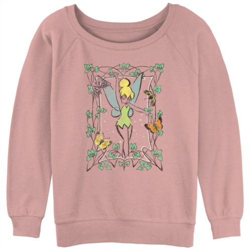 Disneys Tinker Bell Leaves And Butterflies Frame Juniors Graphic Slouchy Terry