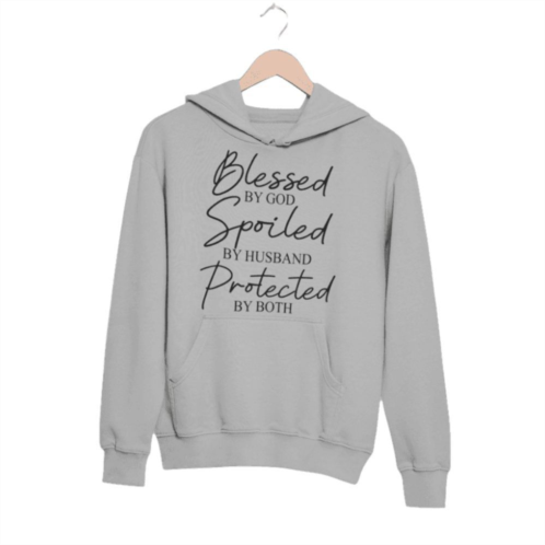 Merchmallow Womens Blessed By God Spoiled By Husband Protected By Both Hoodie