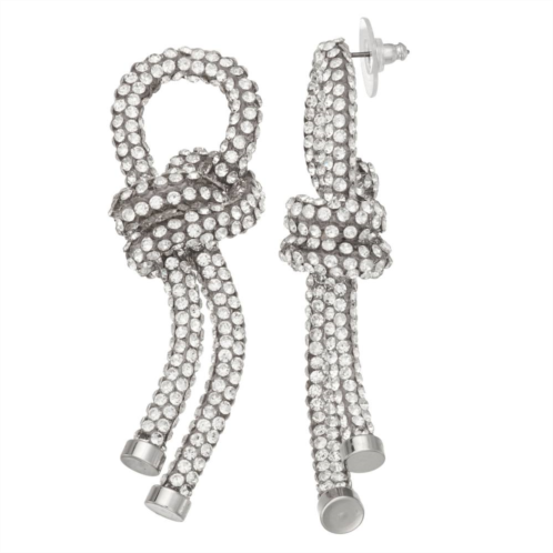 Simply Vera Vera Wang Silver Tone Crystal Tube Knot Linear Earrings