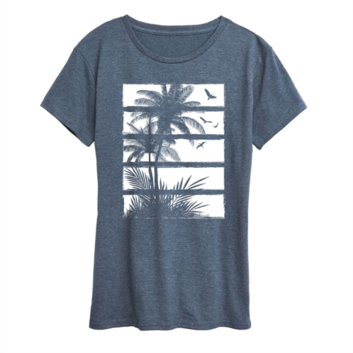 Unbranded Womens Palm Tree Silhouette Panels Graphic Tee