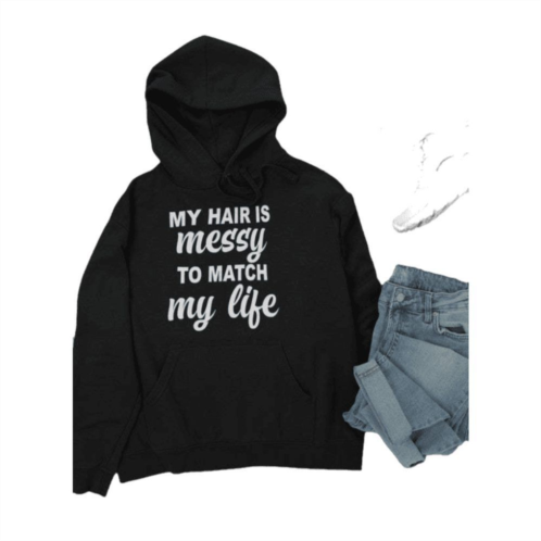 Merchmallow Womens My Hair Is Messy To Match My Life Hoodie