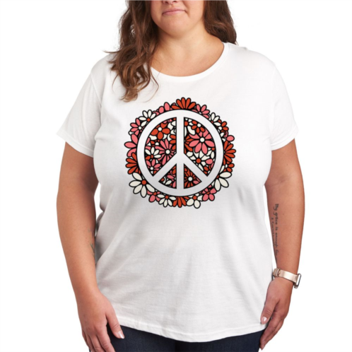 Unbranded Plus Floral Peace Sign Graphic Tee