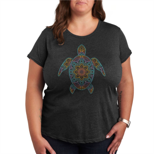 Unbranded Plus Rainbow Mandala Sea Turtle Graphic Tee