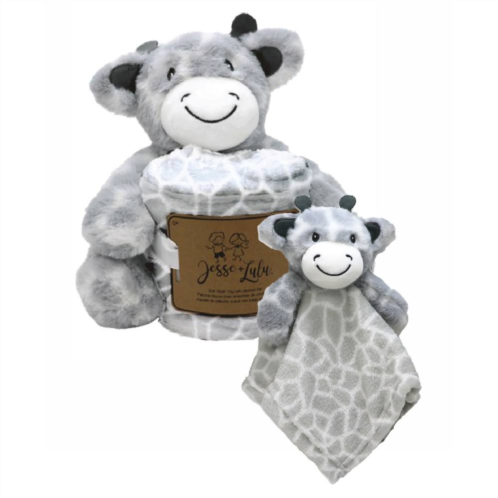 Jesse & Lulu Baby Boys And Baby Girls Animal Plush Toy With Matching Blanket And Lovey Nunu 3 Piece Set