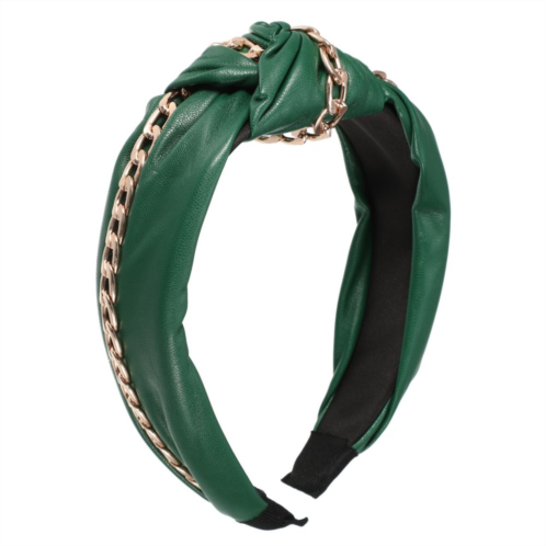 Unique Bargains Women Knotted Headbands Fashion Vintage Knotted Pu Leather Hair Hoop