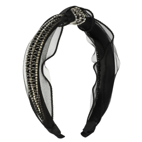Unique Bargains Women Knotted Headbands Rhinestone Knotted Headbands Hair Accessories Black