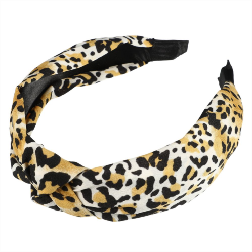 Unique Bargains Leopard Pattern Headband Women Elastic Knotted Headbands Accessories Yellow