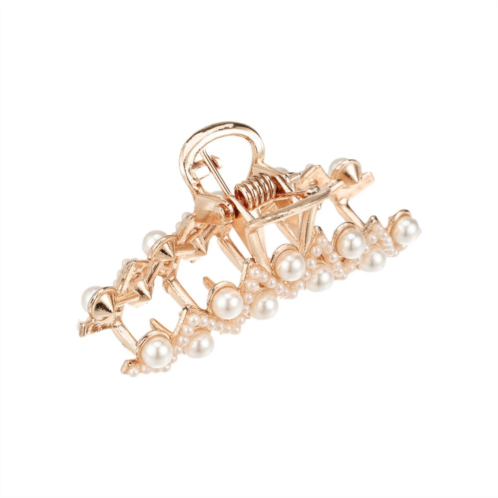 Unique Bargains Faux Pearl Hair Claws Metal Hair Clips Accessories For Women Rose Gold Tone