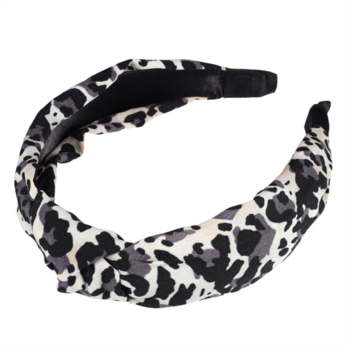 Unique Bargains Leopard Pattern Headband For Women Elastic Wide Knotted Headband Purple Black