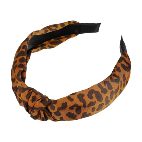 Unique Bargains Leopard Pattern Headband Women Elastic Knotted Headbands Accessories Orange