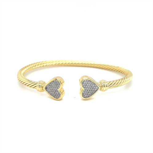 Juvell 18k Gold Plated Cubic Zirconia Heart Tips Bangle Bracelet