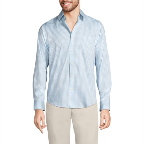 Mens Lands End Traditional Fit Travel Button-Down Shirt