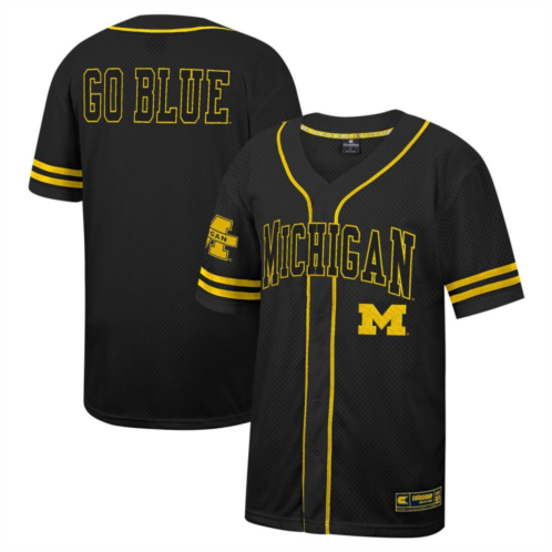 Mens Colosseum Black Michigan Wolverines Free Spirited Mesh Button-Up Baseball Jersey