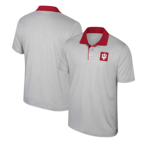 Mens Colosseum Gray Indiana Hoosiers Tuck Striped Polo