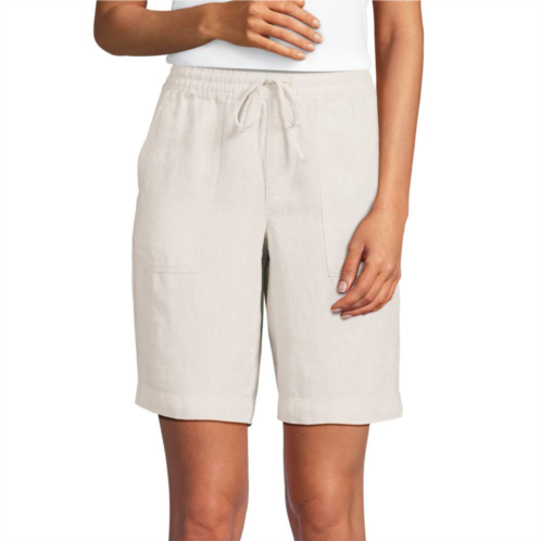 Womens Lands End High Rise Pull-On 10 Linen Shorts