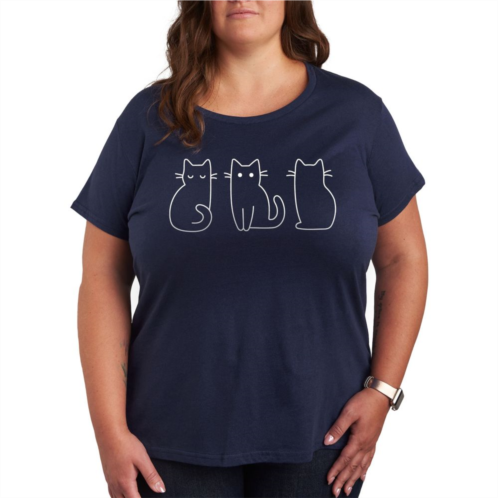 Unbranded Plus Cat Outlines Graphic Tee