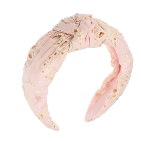 Unique Bargains 1pcs Floral Pattern Knotted Headband Classic Style Headband Pink 4.92x1.97