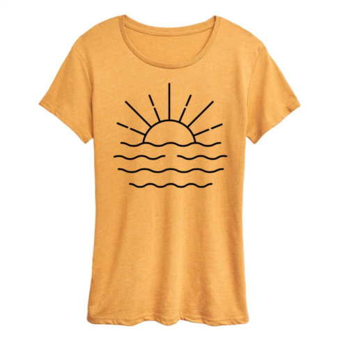 Unbranded Womens Ocean Sunset Linework Graphic Tee