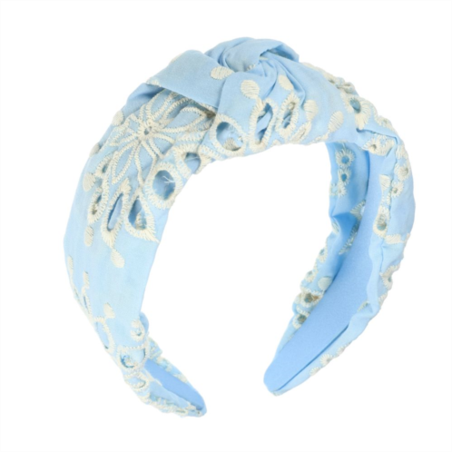 Unique Bargains Floral Pattern Knotted Headband Classic For Women Girl Light Blue 5.24x1.97