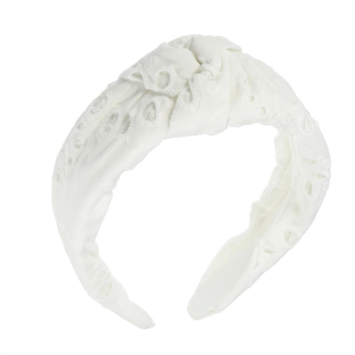 Unique Bargains 1pcs Floral Pattern Knotted Headband Classic Style Headband White 4.92x1.97