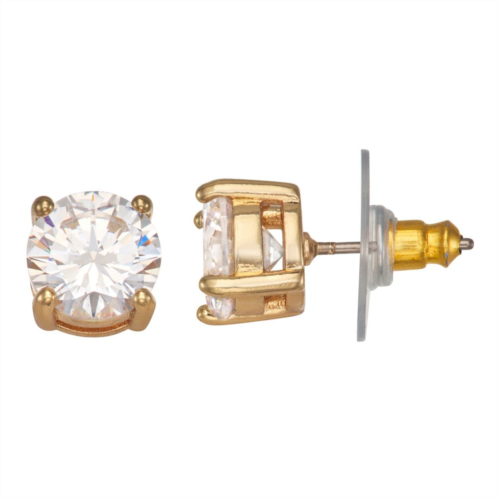 Napier Gold Tone Social Cubic Zirconia Round Stud Earrings