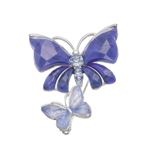 Napier Silver Tone Faux Crystal Summer Butterflies Pin