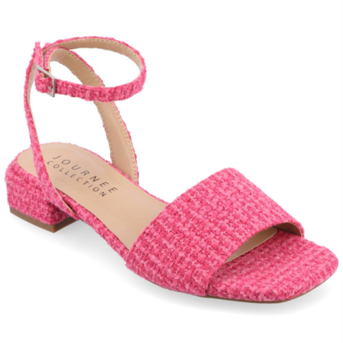 Journee Collection Adleey Womens Tru Comfort Foam Tweed Low Block Heel Sandals
