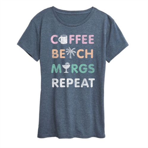 Unbranded Womens Coffee Beach Repeat Graphic Tee