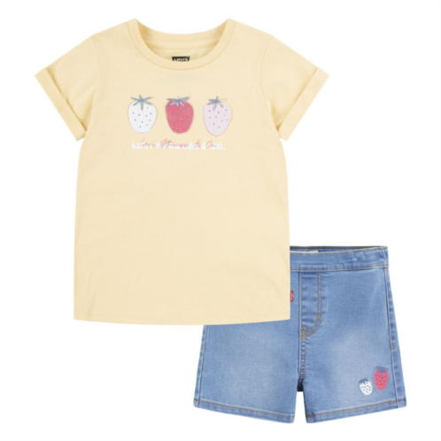 Baby & Toddler Girls Levis Fruity Strawberry Graphic Tee and Shorts 2-Piece Set