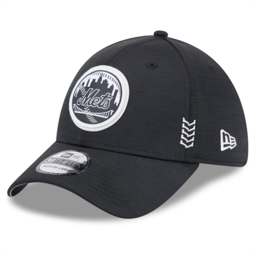 Mens New Era Black New York Mets 2024 Clubhouse 39THIRTY Flex Fit Hat
