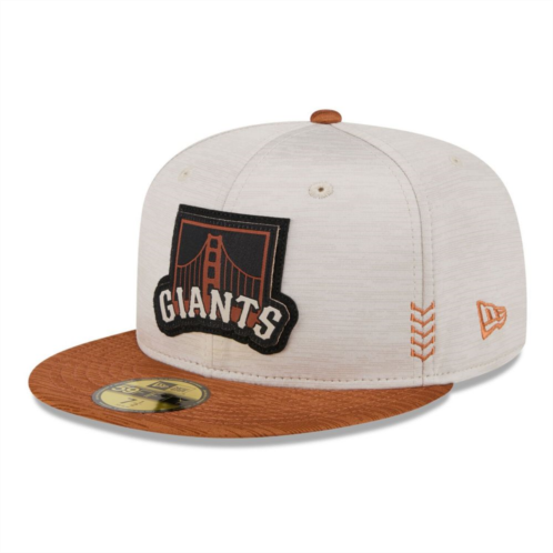 Mens New Era Stone/Brown San Francisco Giants 2024 Clubhouse 59FIFTY Fitted Hat
