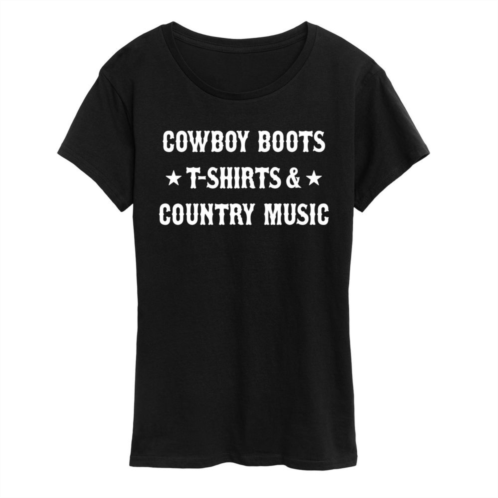 Unbranded Womens Cowboy Boots And Music Graphic Tee