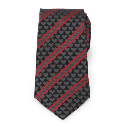 Mens Cuff Links, Inc. Black Heart Striped Tie