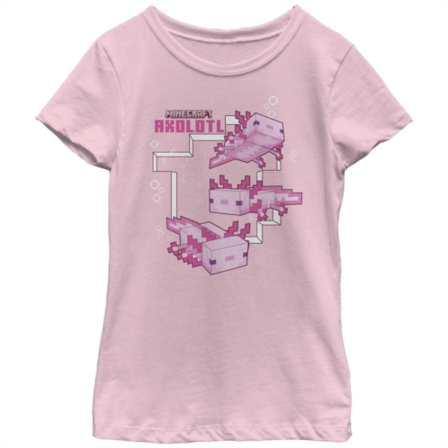 Licensed Character Girls Minecraft Pink Axolotl Graphic Tee