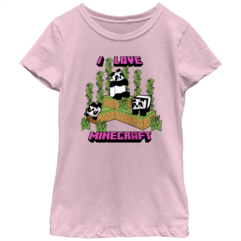 Licensed Character Girls Minecraft I Love Pandas Graphic Tee