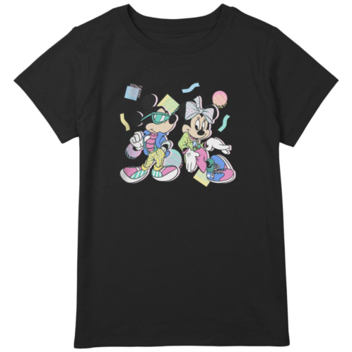 Disneys Mickey Mouse And Minnie 80s Style Girls Plus Graphic Tee
