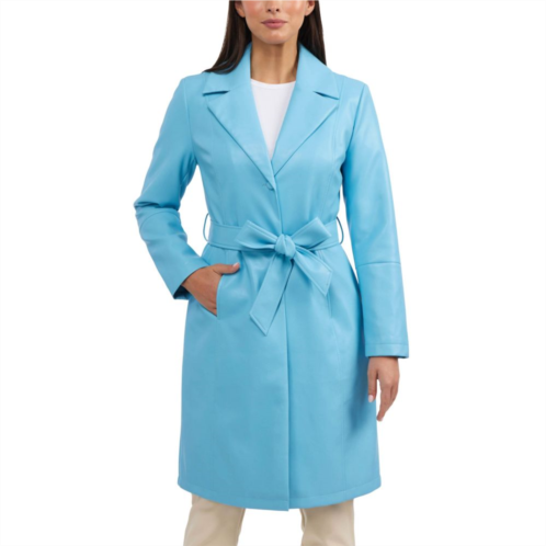 Womens Badgley Mischka Villy Faux Leather Trench Coat