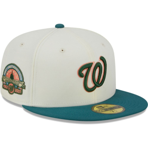 Mens New Era Cream Washington Nationals Chrome Evergreen 59FIFTY Fitted Hat