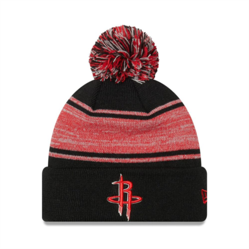 Mens New Era Black Houston Rockets Chilled Cuffed Knit Hat with Pom