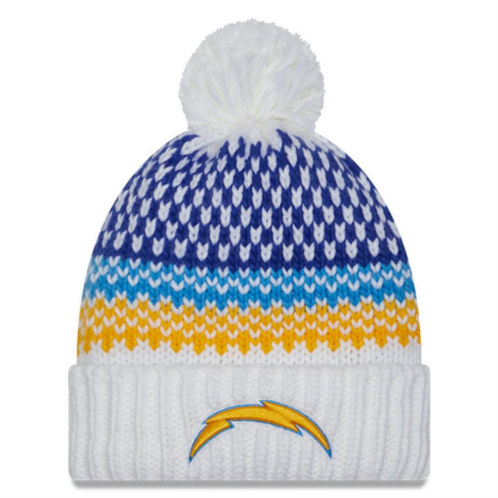 Womens New Era White Los Angeles Chargers 2023 Sideline Cuffed Knit Hat with Pom