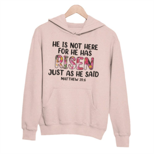 Merchmallow Womens He Is Not Here For He Has Risen Hoodie