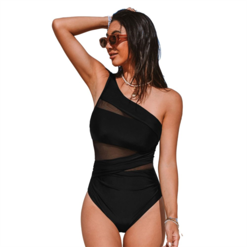 Womens CUPSHE Asymmetrical Neckline Tummy Control One-Piece Swimsuit