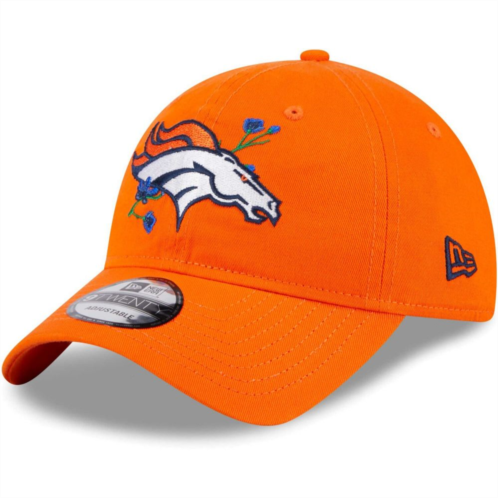 Womens New Era Orange Denver Broncos Gameday Flower 9TWENTY Adjustable Hat
